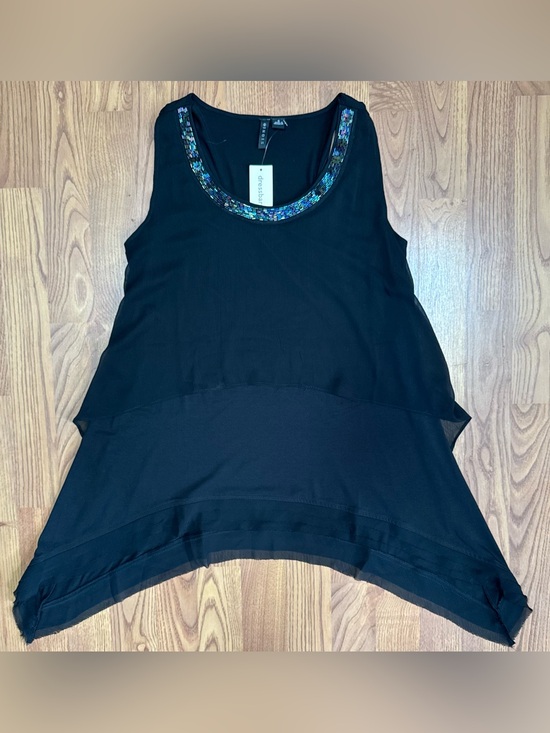 dressbarn Tops - ❤️ Dressbarn Black Layered Tank Iridescent Beaded Neckline Dressy Blouse (B12)